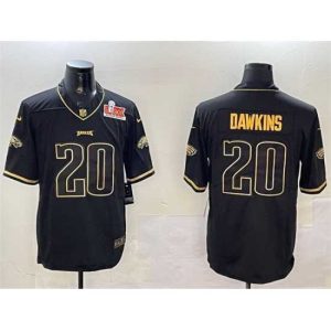Exceptional Philadelphia Eagles 20 Brian Dawkins Black Top - notch Gold 2025 Super Bowl LIX Patch Salute To Service Vapor Untouchable Limited Stitched Football Jersey Don't be left out! Get this stylish jersey and show your team pride.