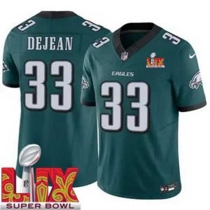 Exceptional Philadelphia Eagles Cooper DeJean #33 Green 2024 2025 Super Bowl Classy LIX F.U.S.E Stitched NFL Jersey Collectors