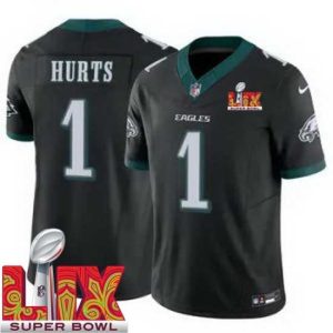 Exceptional Philadelphia Eagles Jalen Hurts #1 Black Elegant 2024 2025 Super Bowl LIX F.U.S.E Stitched NFL Jersey Trending now! Grab this hot jersey while you can.