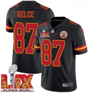 Exquisite Kansas City Chiefs Travis Kelce #87 Black 2024 2025 Super Bowl LIX F.U.S.E Stitched Jersey Outstanding High - demand item! Order this sought - after jersey immediately.