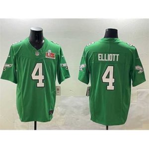 Exquisite Philadelphia Eagles 4 Jake Impressive Elliott Green 2025 Super Bowl LIX Patch F.U.S.E Throwback Vapor Untouchable Limited Stitched Football Jersey Collector's item! A rare addition to any collection.