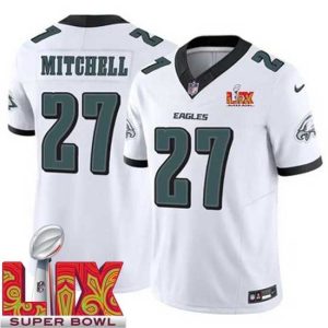 Exquisite Philadelphia Eagles Quinyon Mitchell #27 White 2024 2025 Marvelous Super Bowl LIX F.U.S.E Stitched NFL Jersey Trending now! Grab this hot jersey while you can.