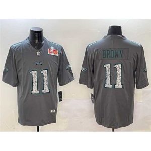 First rate Philadelphia Eagles 11 A J Brown Notable Gray 2025 Super Bowl LIX Patch Fashion Vapor Untouchable Limited Stitched Football Jersey Enhance your game - day look! Get this fashionable jersey.
