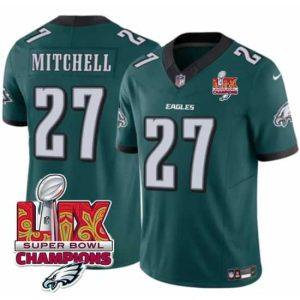 First rate Philadelphia Splendid Eagles 27 Quinyon Mitchell Green 2025 Eagles Logo Super Bowl LIX Patch New F.U.S.E Vapor Untouchable Limited Stitched Football Jersey Enhance your game - day look! Get this fashionable jersey.