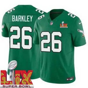 Magnificent Philadelphia Eagles Saquon Barkley #26 Kelly Green 2024 2025 Super Bowl LIX F.U.S.E Stitched NFL Classy Jersey For a short time only! Don't miss out on this fantastic jersey.