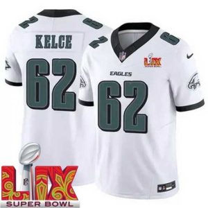 Outstanding Philadelphia Eagles Jason Kelce #62 Admirable White 2024 2025 Super Bowl LIX F.U.S.E Stitched NFL Jersey Trending now! Grab this hot jersey while you can.