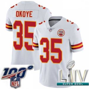 Premium 2020 Super Bowl LIV Nike Kansas City Chiefs #35 Phenomenal Christian Okoye White Vapor Untouchable Limited Player NFL Jersey Collectors