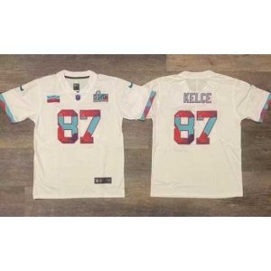 Premium Men's Kansas City Chiefs #87 Travis Kelce White Super Bowl Captivating LVII Patch Vapor Untouchable Limited Stitched Jersey Proven quality! Invest in this reliable jersey.