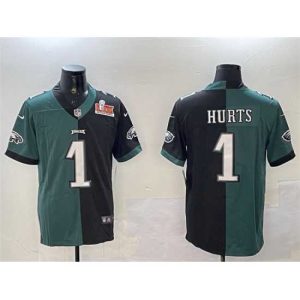 Premium Philadelphia Eagles 1 Jalen Hurts Green 26 Black Split 2025 Super Bowl LIX Patch Vapor Outstanding Untouchable Limited Stitched Football Jersey Fan favorite! Join thousands who love this premium jersey.
