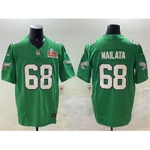 Premium Philadelphia Eagles 68 Jordan Mailata Green 2025 Super Bowl LIX Patch F.U.S.E Throwback Vapor Untouchable Limited Luxurious Stitched Football Jersey Last chance! Grab this awesome jersey before it's gone for good.