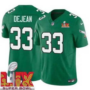 Premium Philadelphia Eagles Cooper Luxurious DeJean #33 Kelly Green 2024 2025 Super Bowl LIX F.U.S.E Stitched NFL Jersey Enhance your game - day look! Get this fashionable jersey.