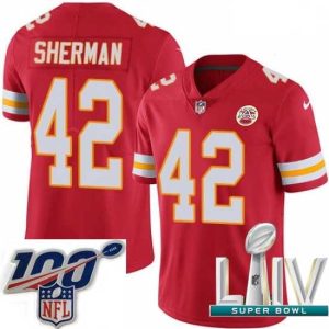 Splendid 2020 Super Bowl LIV Nike Kansas City Chiefs #42 Anthony Sherman Red Team Color Vapor Untouchable Limited Player NFL Jersey Amazing Team spirit! Show it off with this awesome jersey.