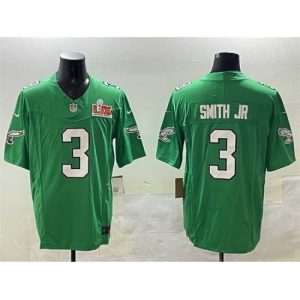Splendid Philadelphia Eagles 3 Nolan Smith Jr Green 2025 Super Bowl LIX Patch Admirable F.U.S.E Throwback Vapor Untouchable Limited Stitched Football Jersey Sports fans