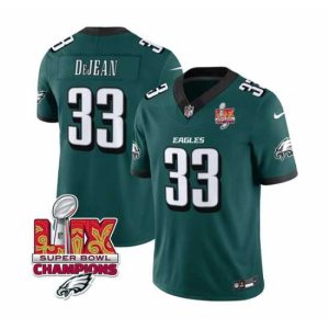 Splendid Philadelphia Eagles 33 Cooper DeJean Green 2025 Eagles Logo Super Sophisticated Bowl LIX Patch New F.U.S.E Vapor Untouchable Limited Stitched Football Jersey Customizable! Personalize this great jersey.
