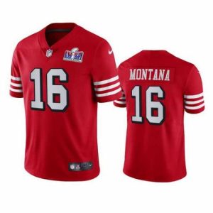 Stunning NFL San Francisco 49ers 16 Joe Montana Red Throwback Vapor Untouchable Limited Stitched 2024 Super Bowl Delightful LVIII Jersey Collector's item! A rare addition to any collection.